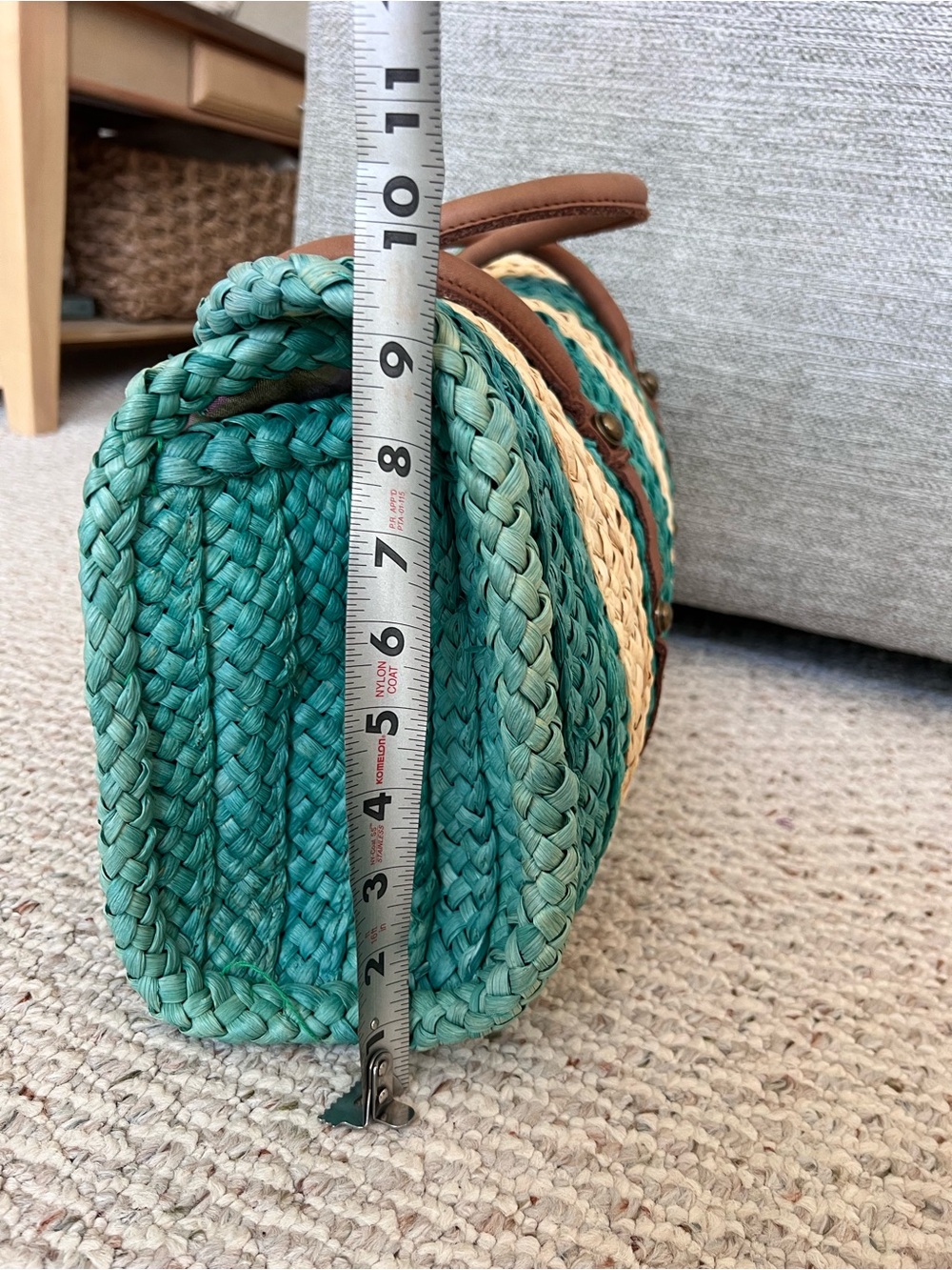 Anthropologie Pilcro and the Letterpress Rattan Woven Bag Purse Tote Green - Picture 11 of 12
